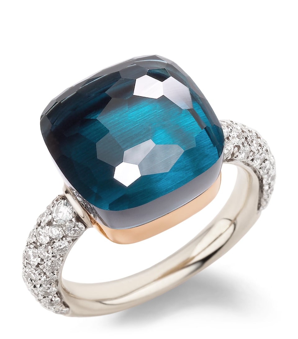 Pomellato White Gold, Diamond and London Blue Topaz Nudo Ring