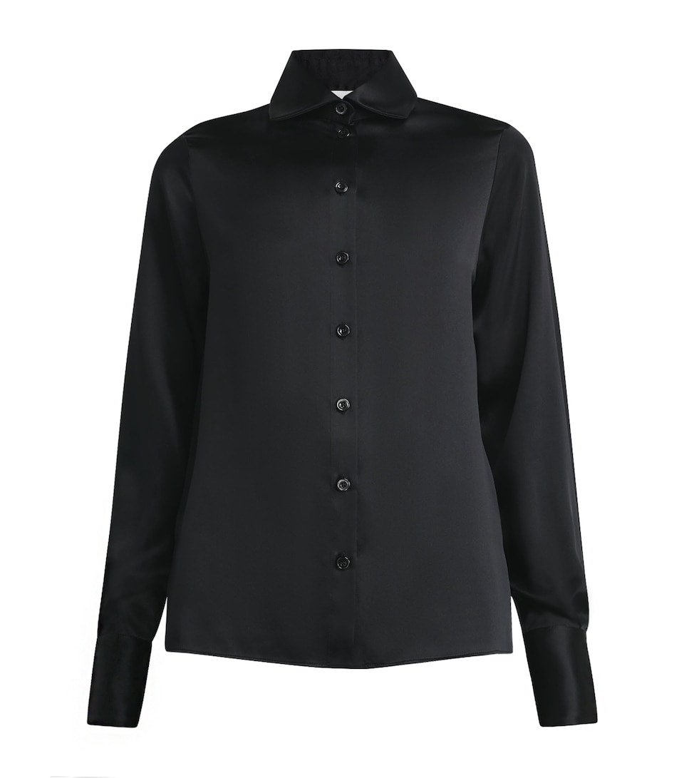 Eleventy Womens Silk Long-Sleeve Shirt Nero