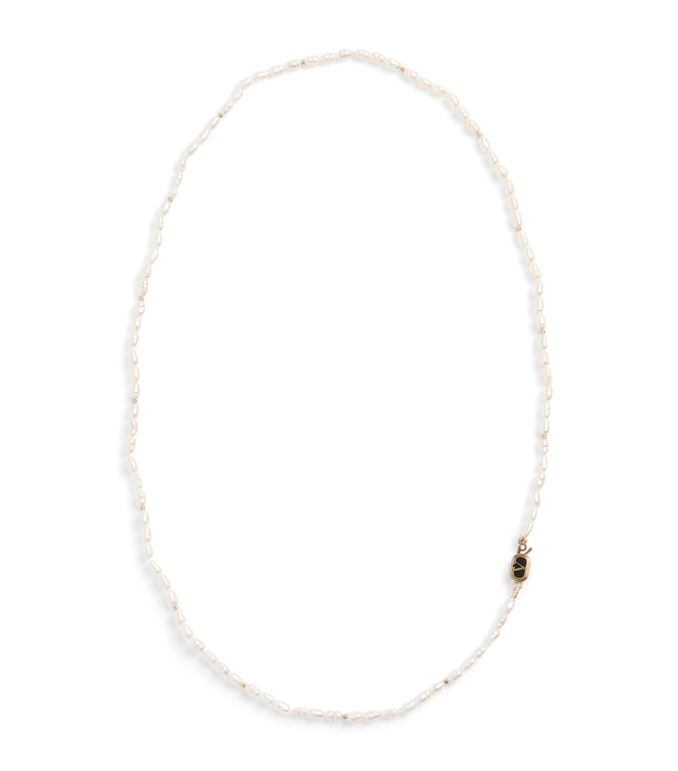 Faux Pearl VLogo Necklace