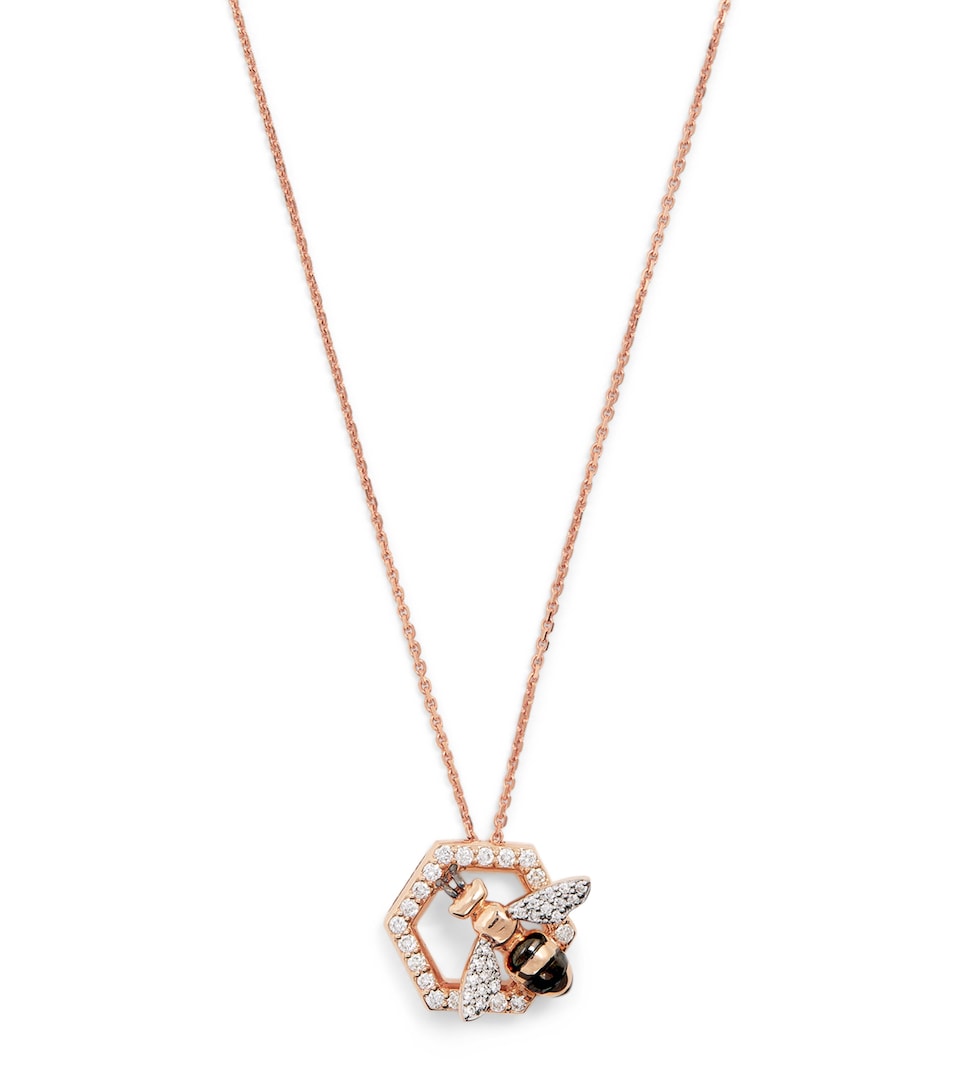 Small Rose Gold and Diamond Honeycomb Necklace