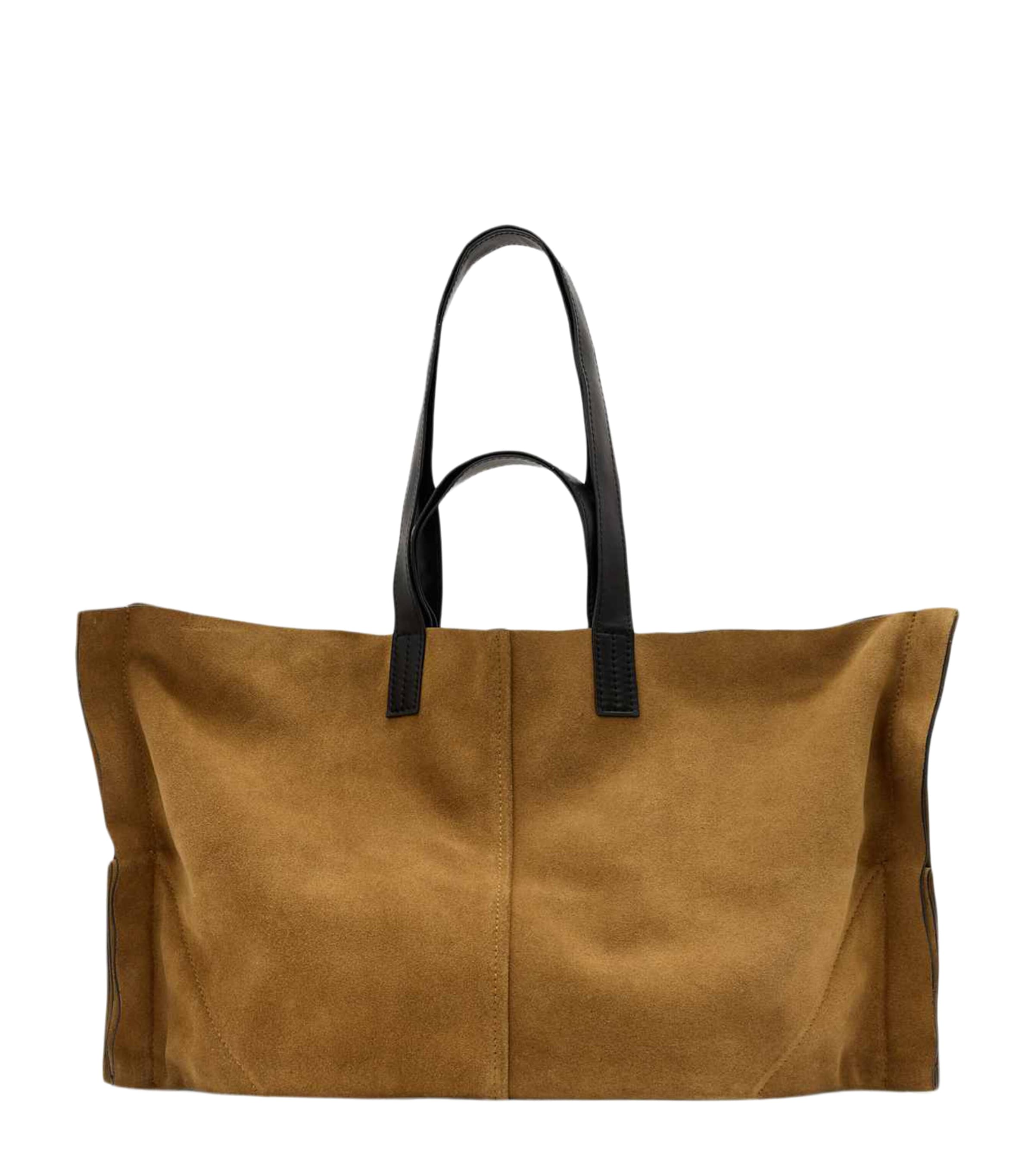 AllSaints Suede Lutece Tote Bag Warm Olive Brown
