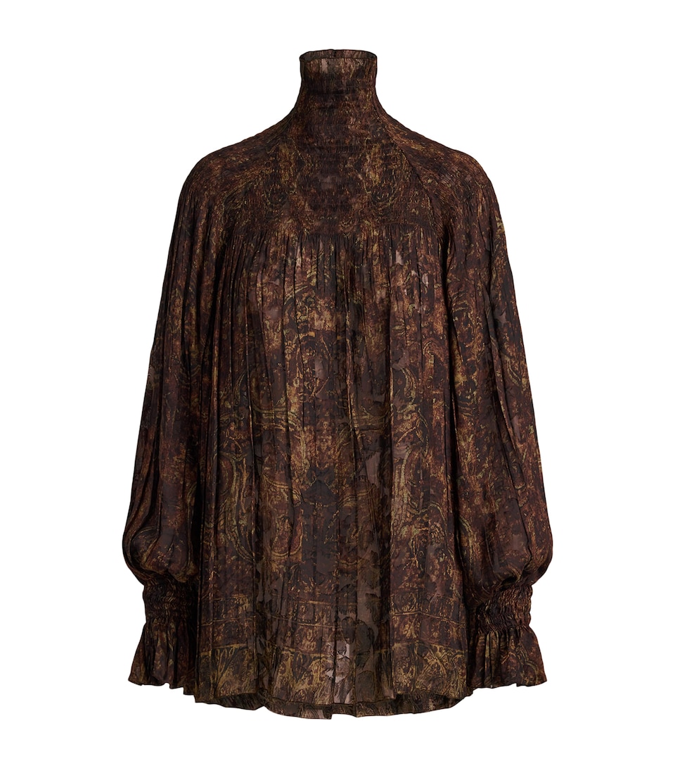 Ralph Lauren Collection Womens Silk Maddison Blouse Luggage Brown Multi
