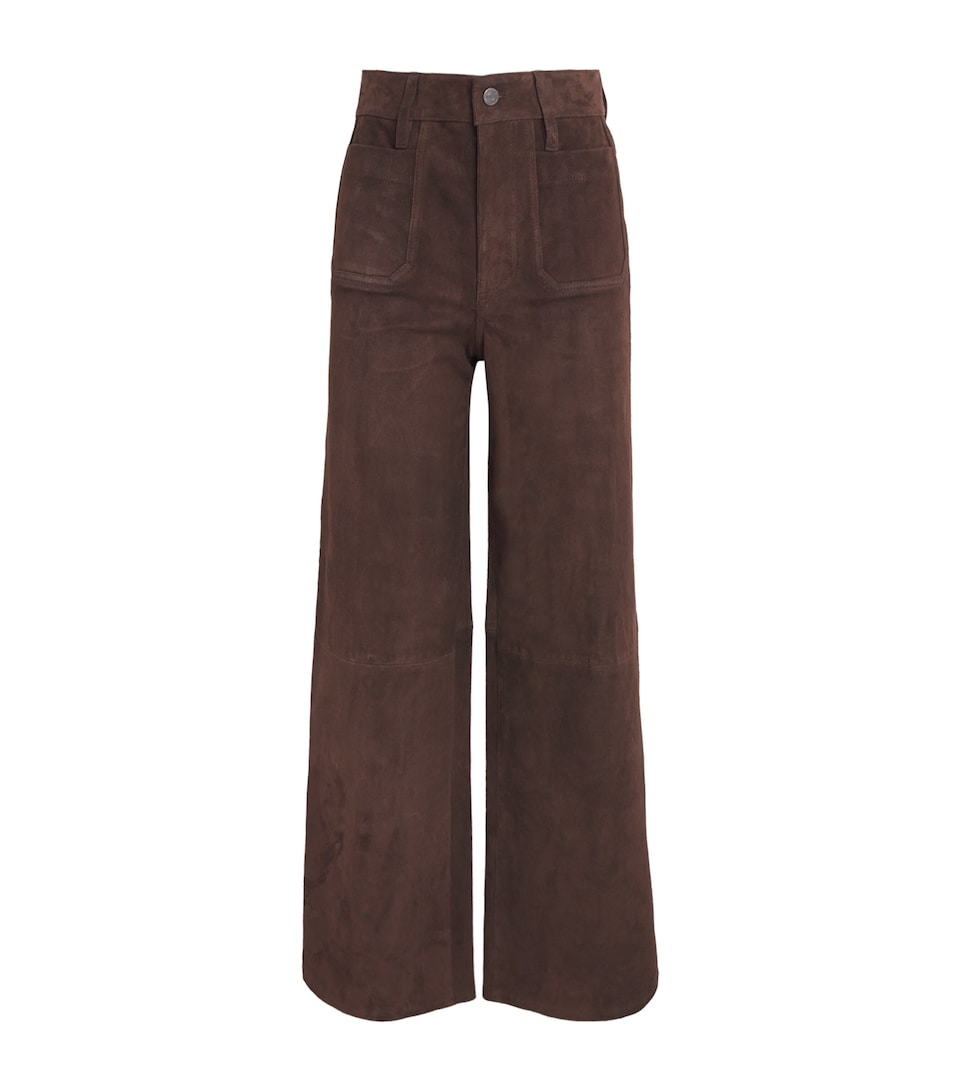FRAME Womens Suede Le Slim Palazzo High-Rise Wide-Leg Jeans Dark Brown