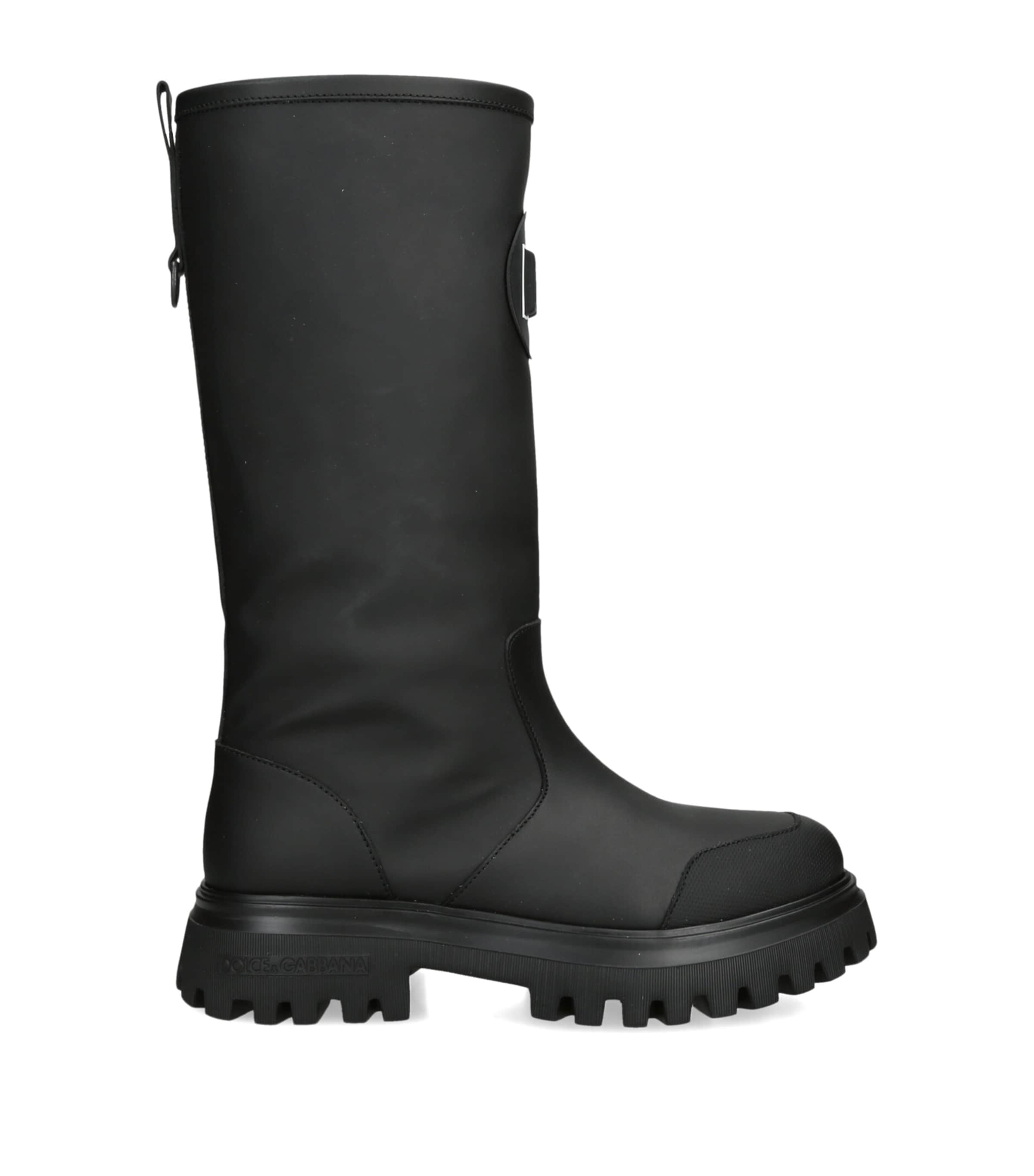 Dolce&Gabbana Kids Leather Knee-High Boots Black