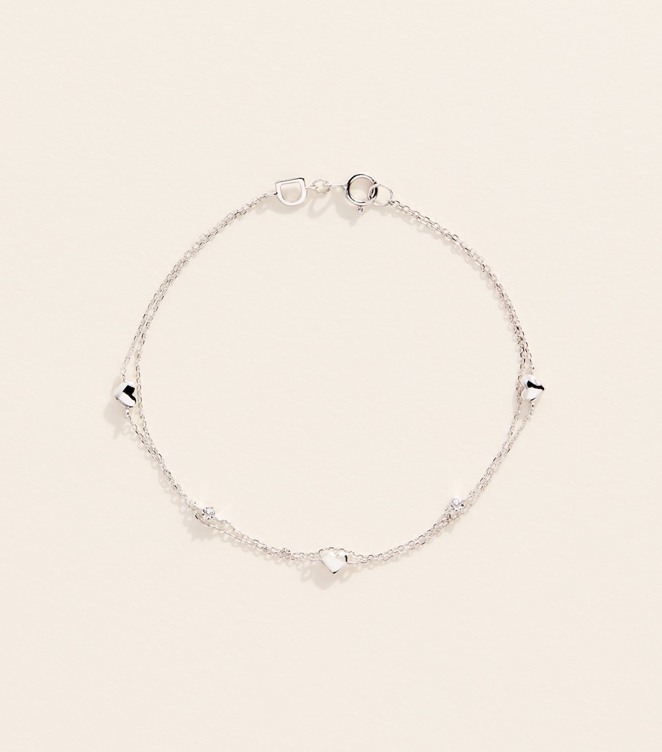 Astrid & Miyu White Gold and Topaz Heart Bracelet White Gold