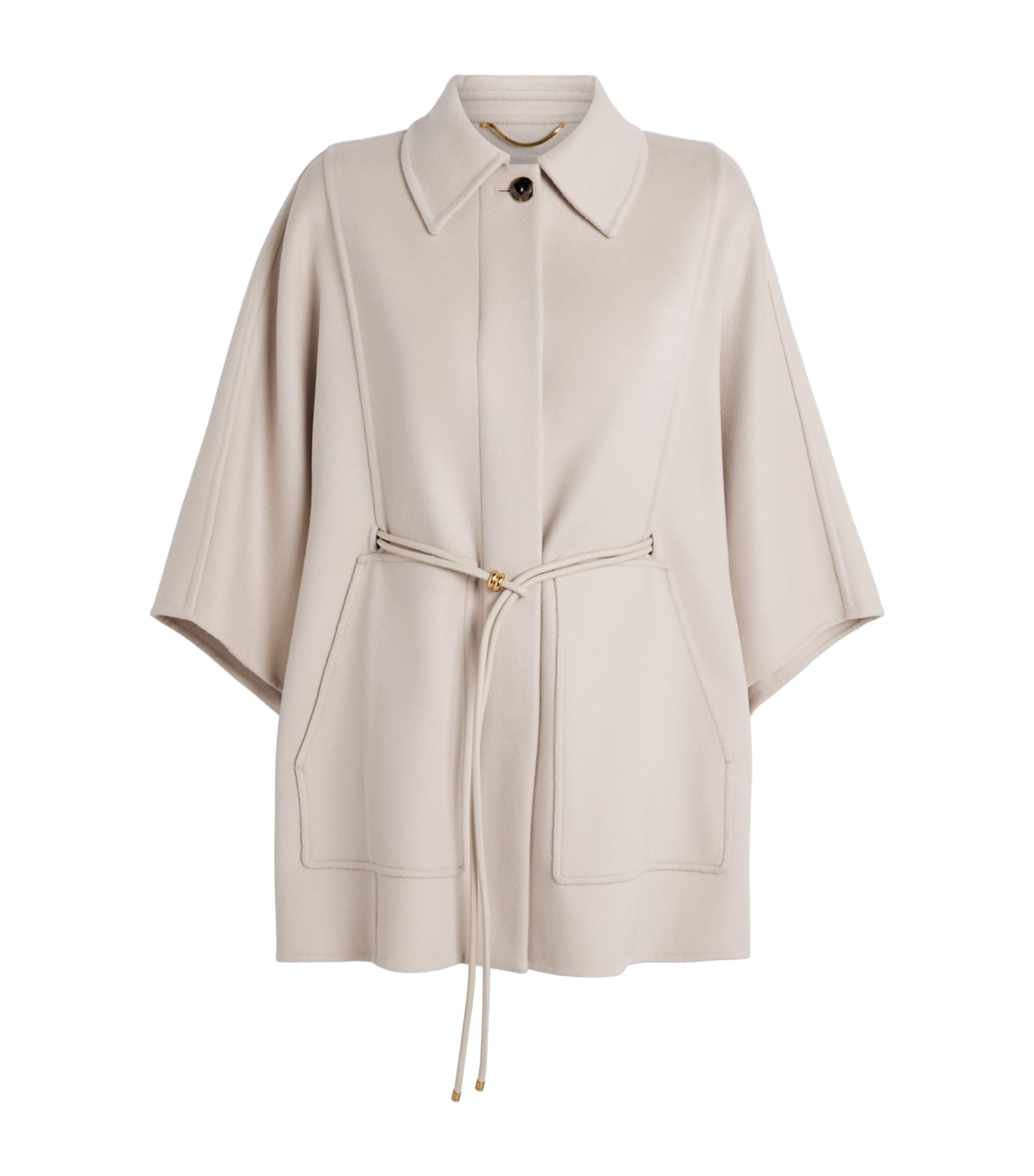 Agnona Womens Cashmere Belted Cape Beige Greige
