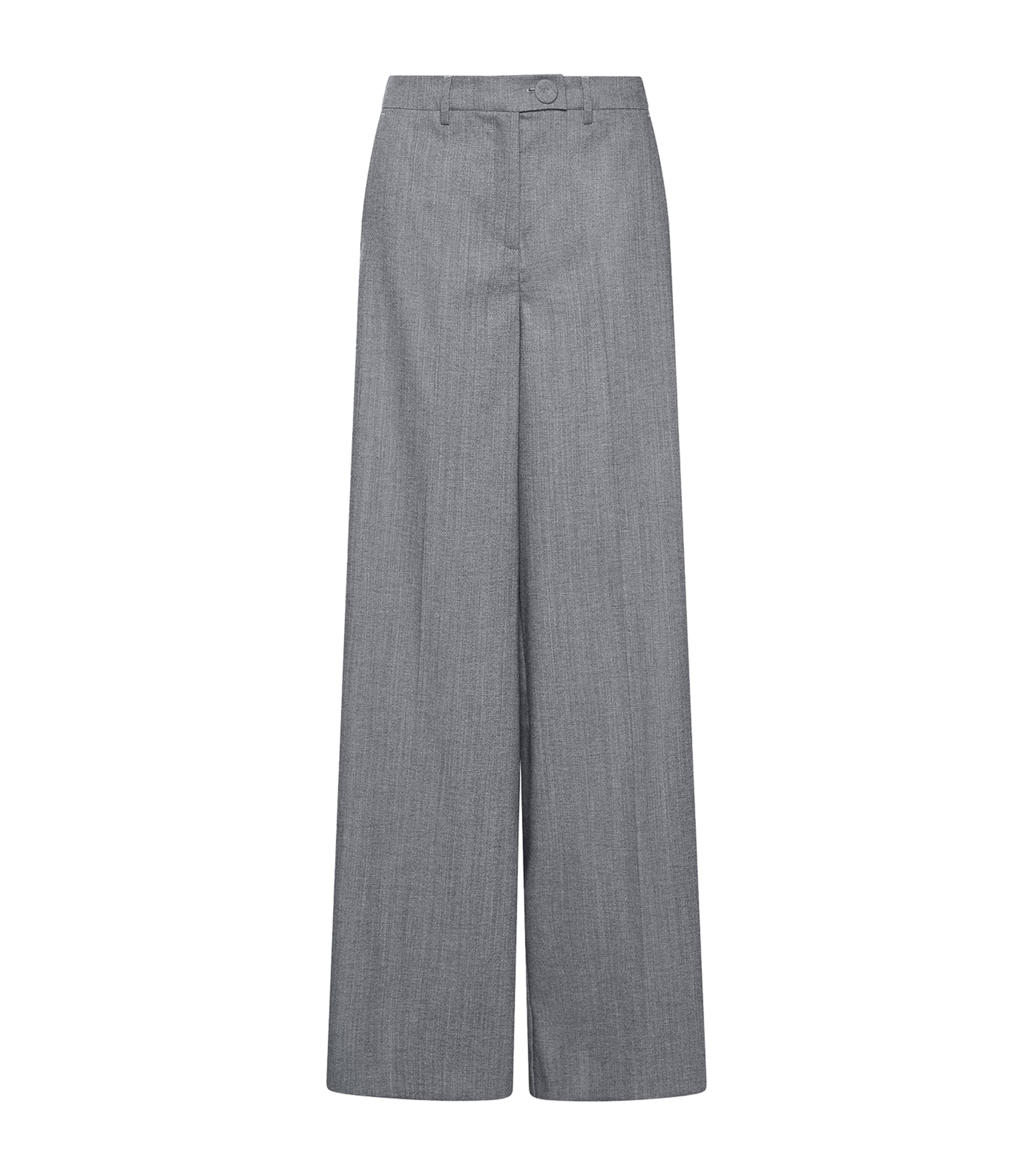 Marella Womens Wool-Blend Wide-Leg Trousers Melange Grey