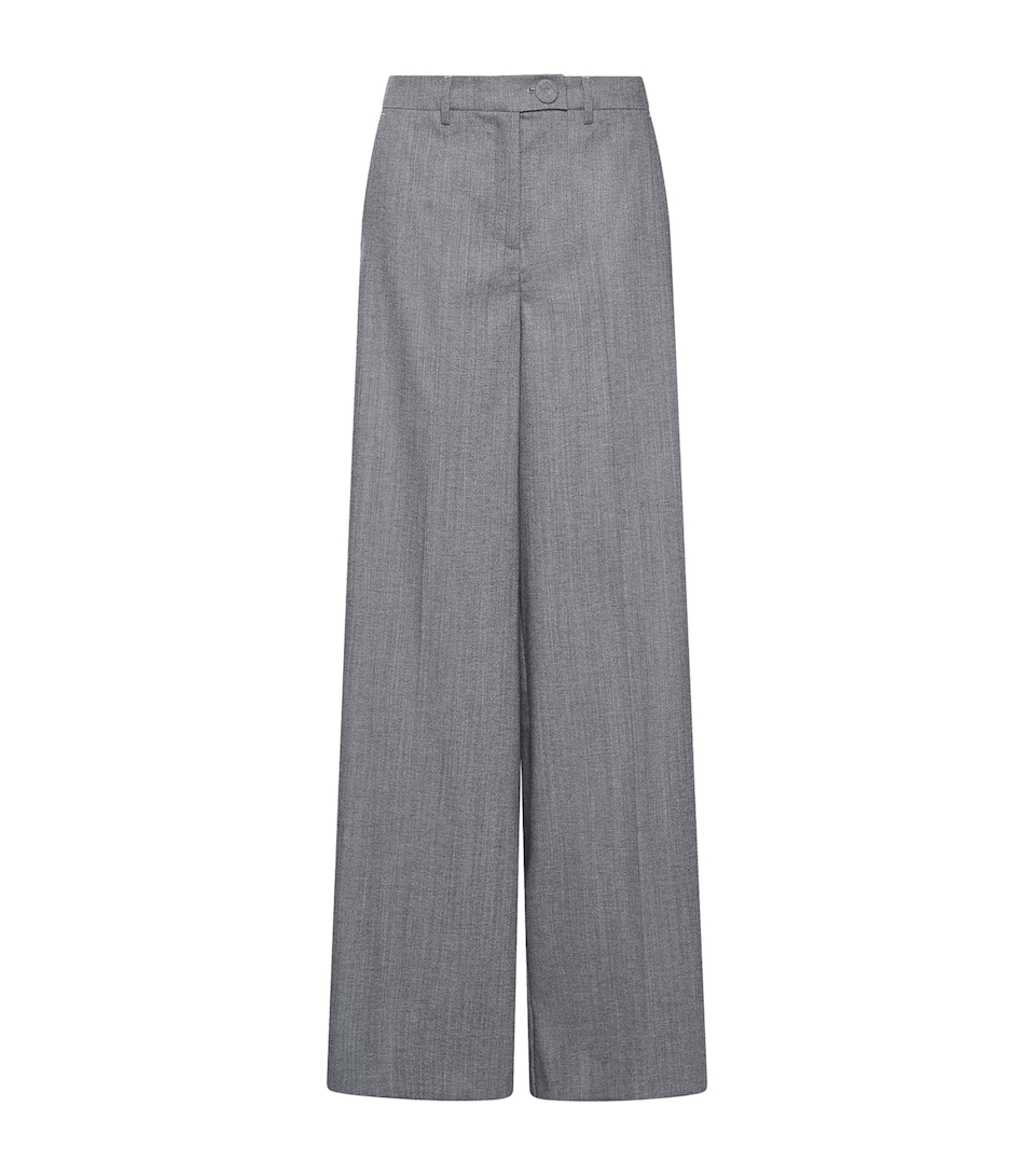 Marella Womens Wool-Blend Wide-Leg Trousers Melange Grey
