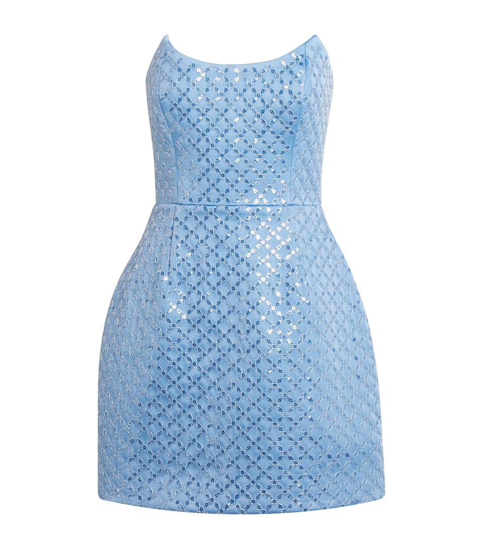 Rebecca Vallance Womens Embellished Alix Mini Dress Pale Blue