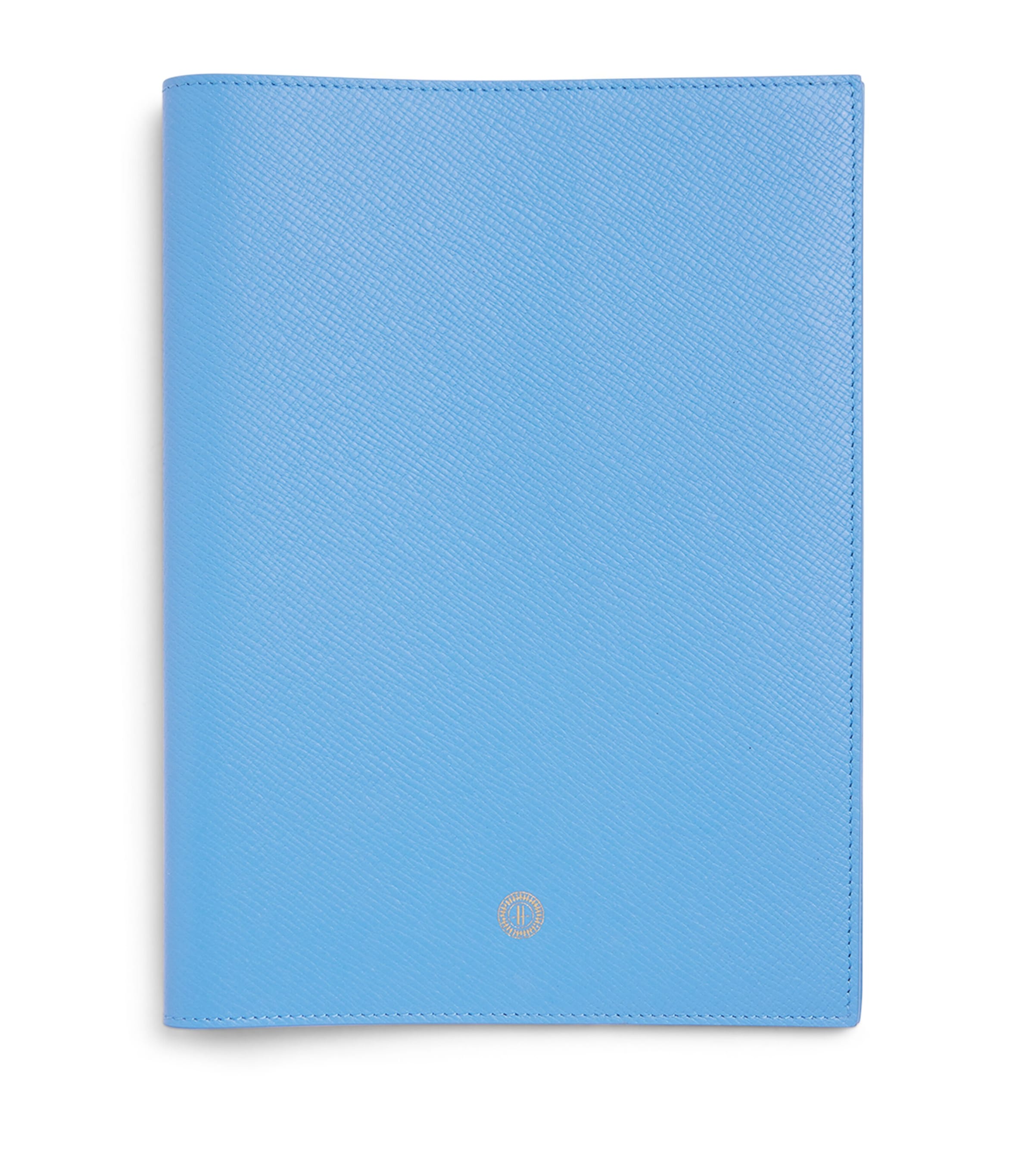Harrods Leather Refillable Sleeve and Notepad Blue