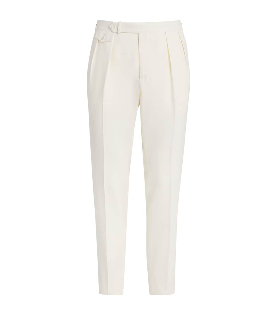 Wool Barathea Pleated Trousers