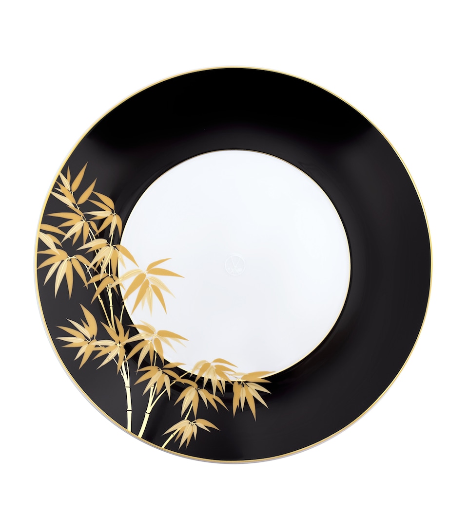 Large Porcelain Golden Bamboo Dinner Plate (30cm)