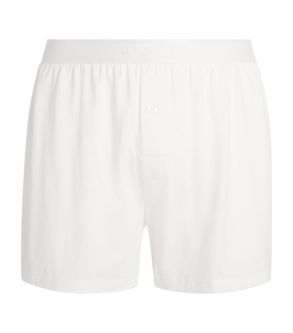 Sunspel Mens Superfine Cotton Boxer Shorts Whaa White