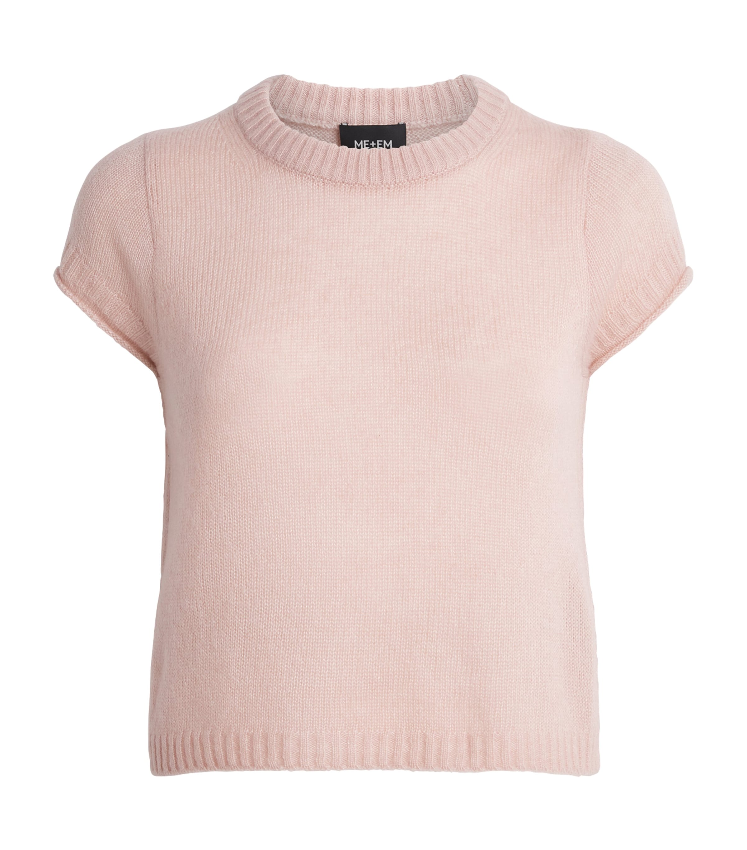 ME+EM Womens Wool-Cashmere-Silk T-Shirt Sweater Blush Pink