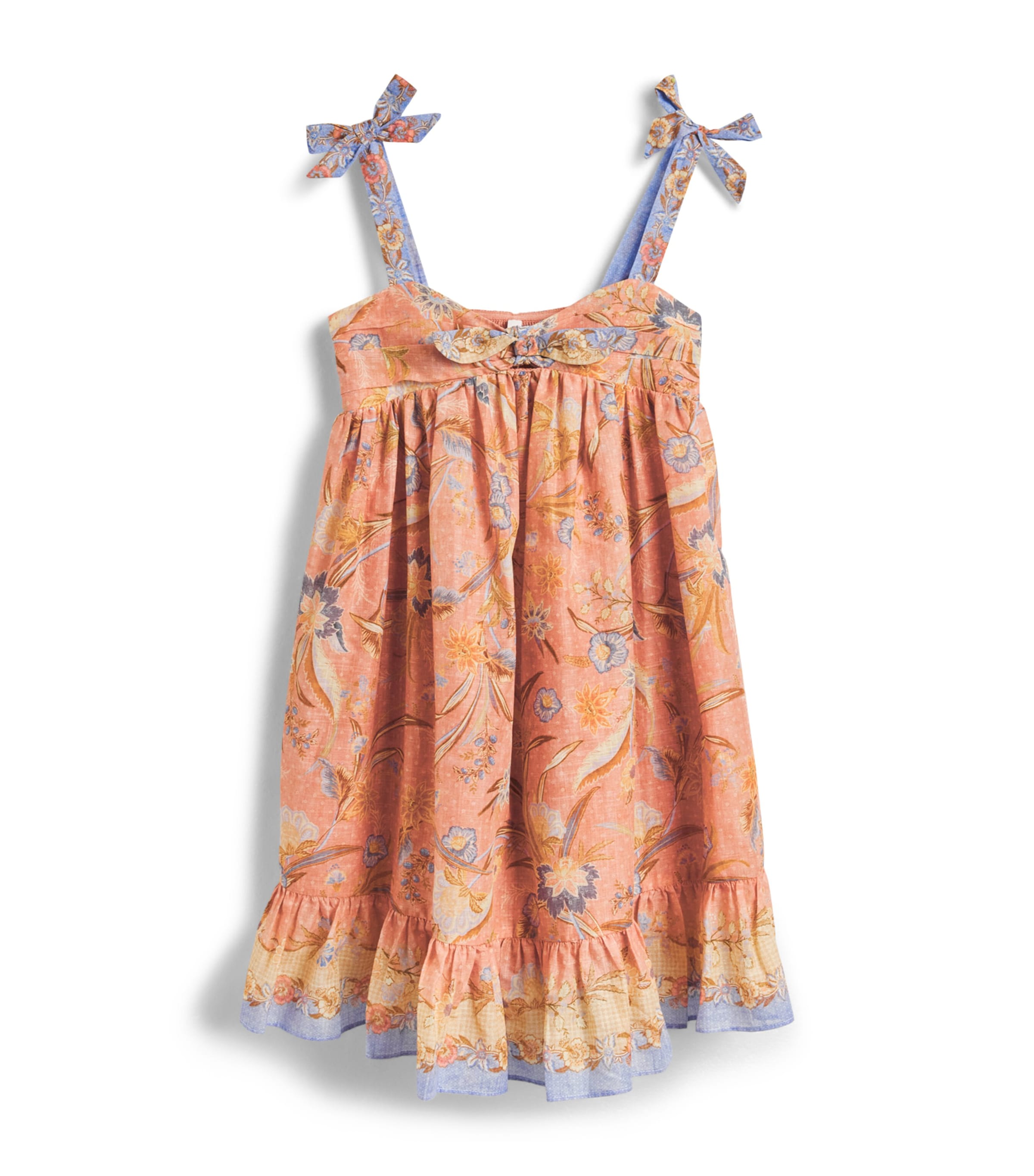 Zimmermann Kids Cotton Tie-Front Indra Dress (2-12 Years) Pink Scarf Floral