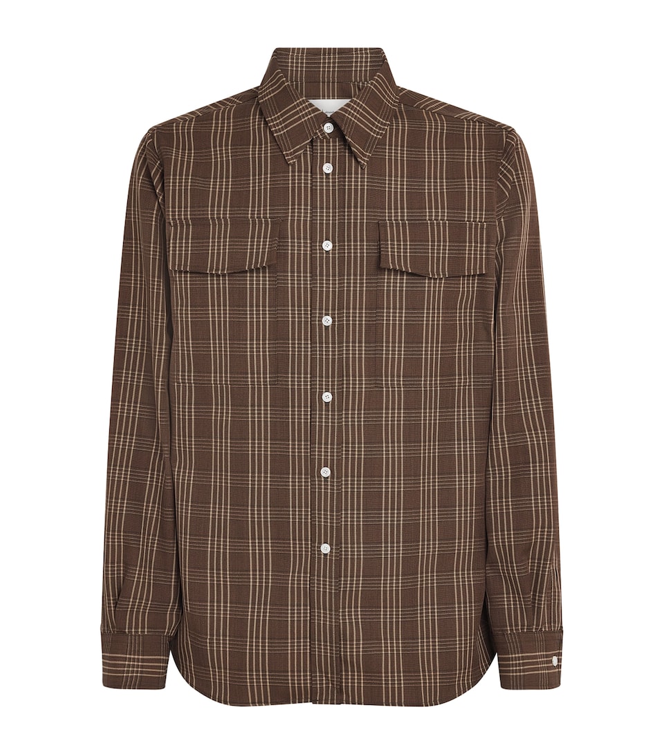 AMI Paris Mens Cotton Check Shirt Mrrn Chc/bg Mst