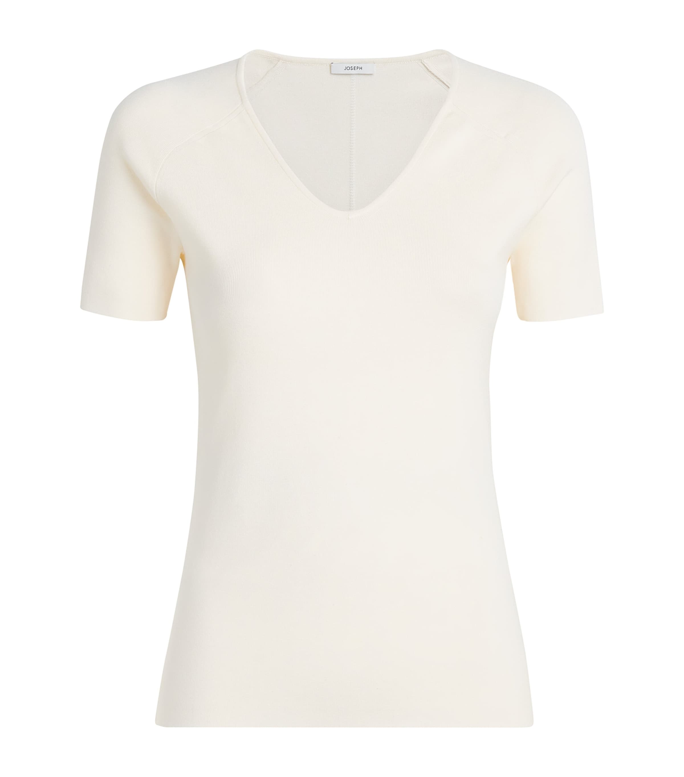 Joseph Womens Silk-Blend V-Neck Elly T-Shirt Ivory