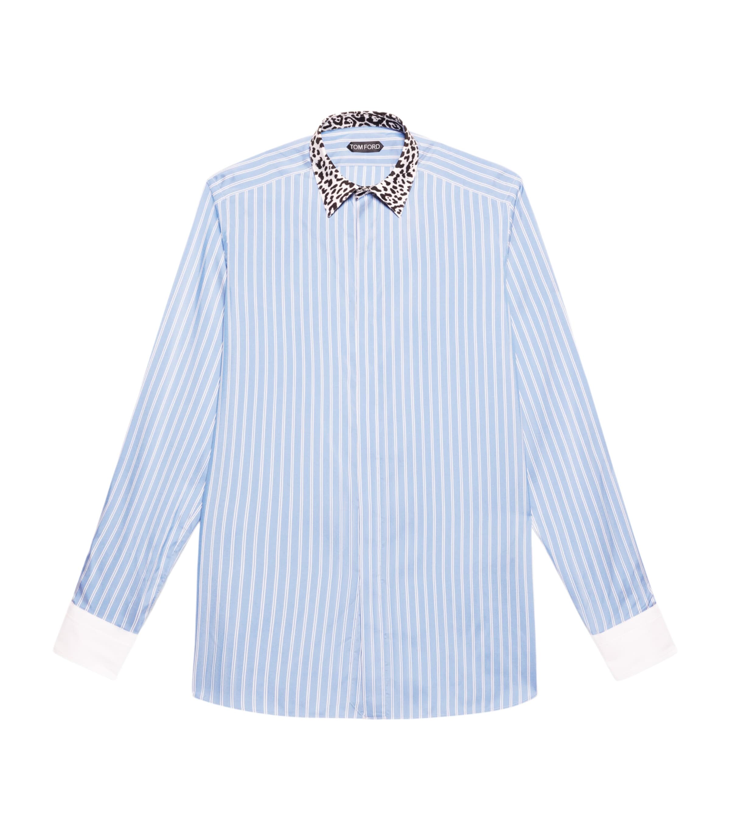 TOM FORD Mens Silk Contrast-Collar Stripe Shirt Uwe