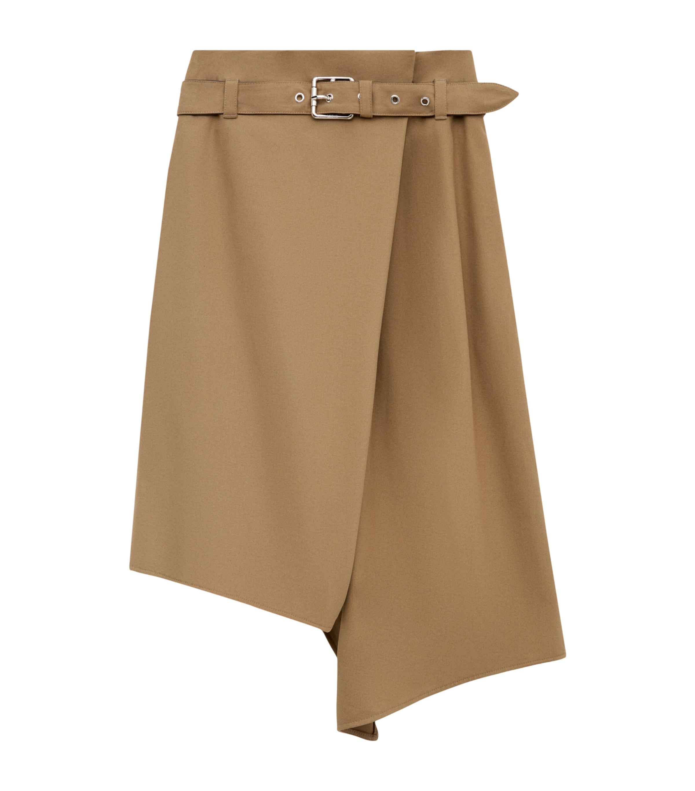 LOEWE Womens Asymmetric Wrap-Effect Midi Skirt Beige