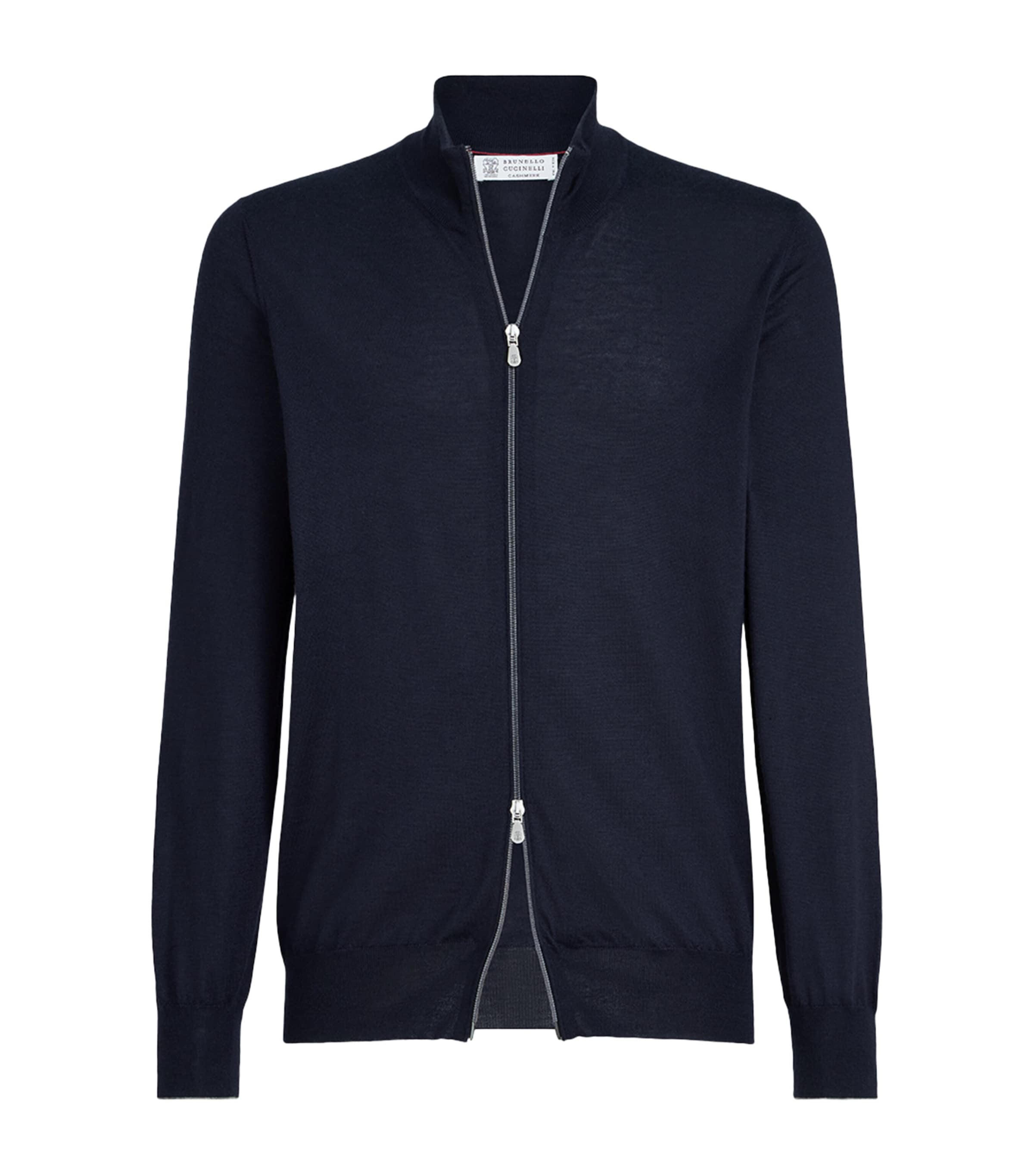 Brunello Cucinelli Mens Cashmere-Silk Zip-Up Cardigan