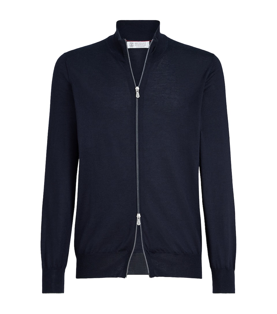 Brunello Cucinelli Mens Cashmere-Silk Zip-Up Cardigan