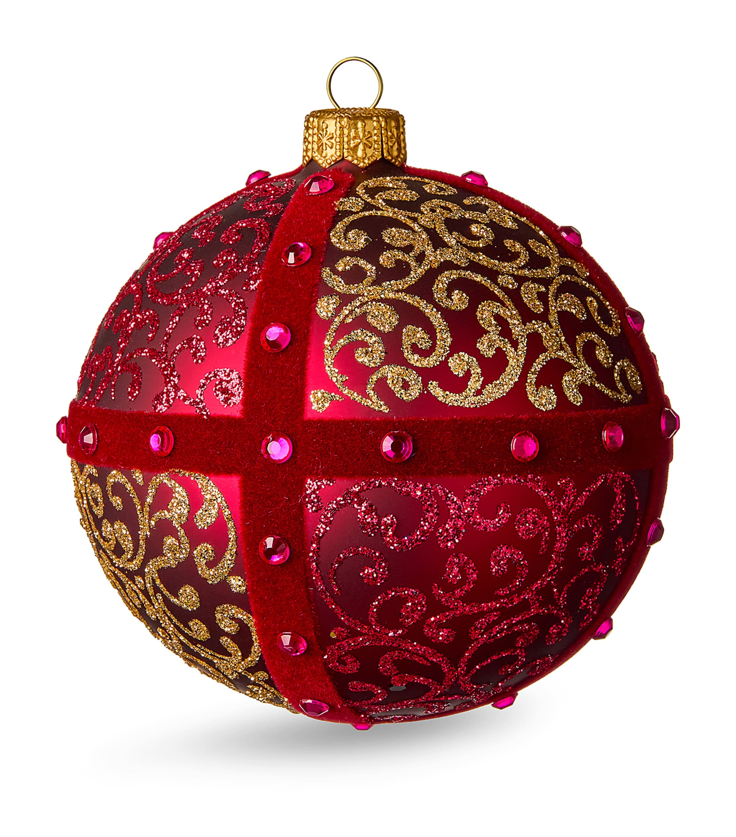 Harrods Glass Embellished Bauble Burgundy