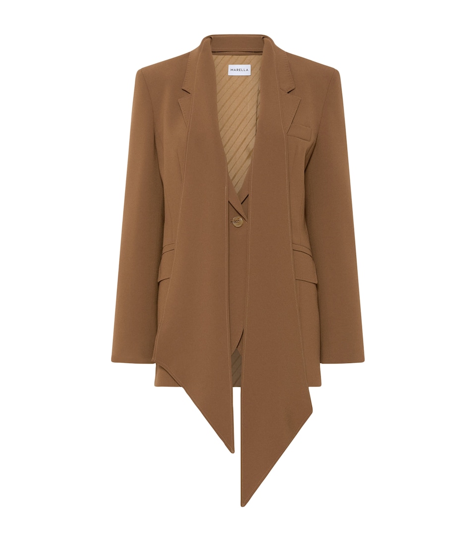 Marella Womens Envers Satin Scarf-Detail Blazer Camel