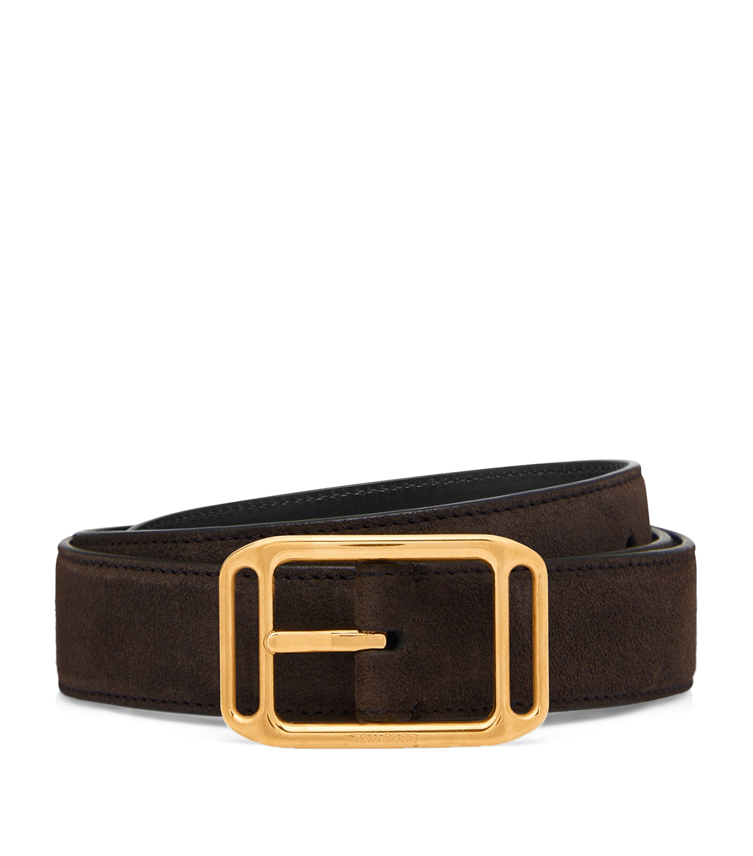 Suede Logo Buckle Belt