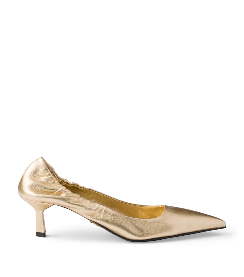 Prada Metallic Leather Pointed Pumps 55 Gold/silver