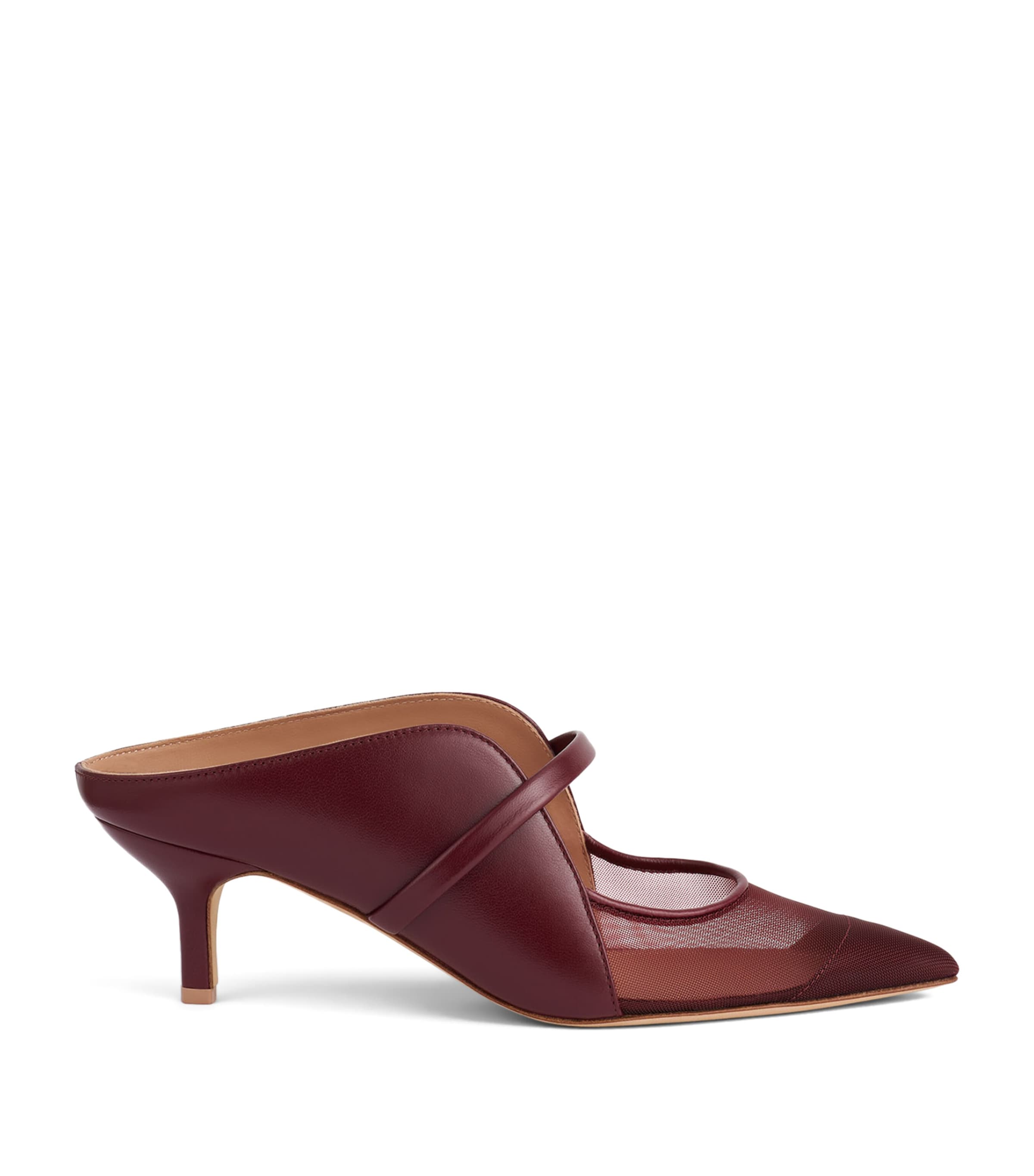 Malone Souliers Leather and Mesh Maureen Heeled Mules 45 Rosewood