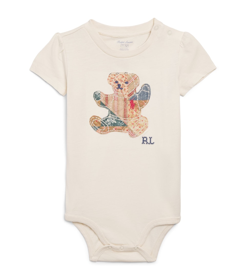 Ralph Lauren Kids Patchwork Bear Bodysuit (3-12 Months) Guide Cream