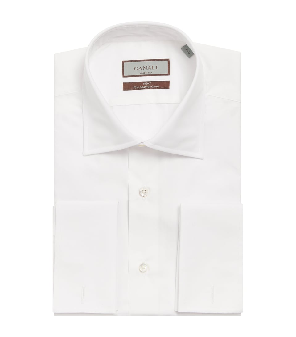 Canali Mens Egyptian Cotton Slim-Fit Shirt White