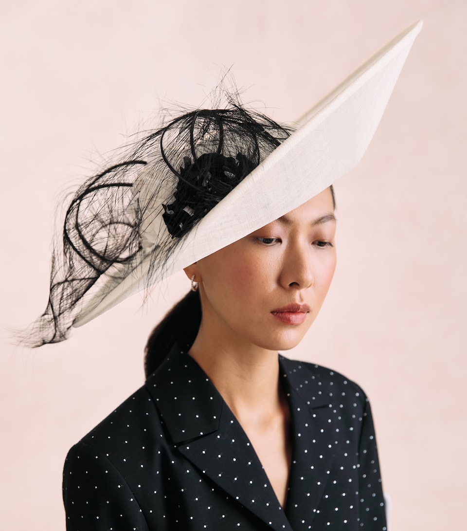 Rachel Trevor-Morgan Flower-Detail Wide-Brim Hat White/black