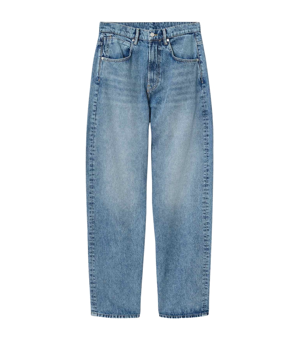AllSaints Mens Rivet Straight Jeans Light Indigo