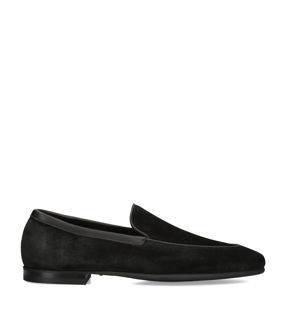 John Lobb Suede Tyne II Loafers Black