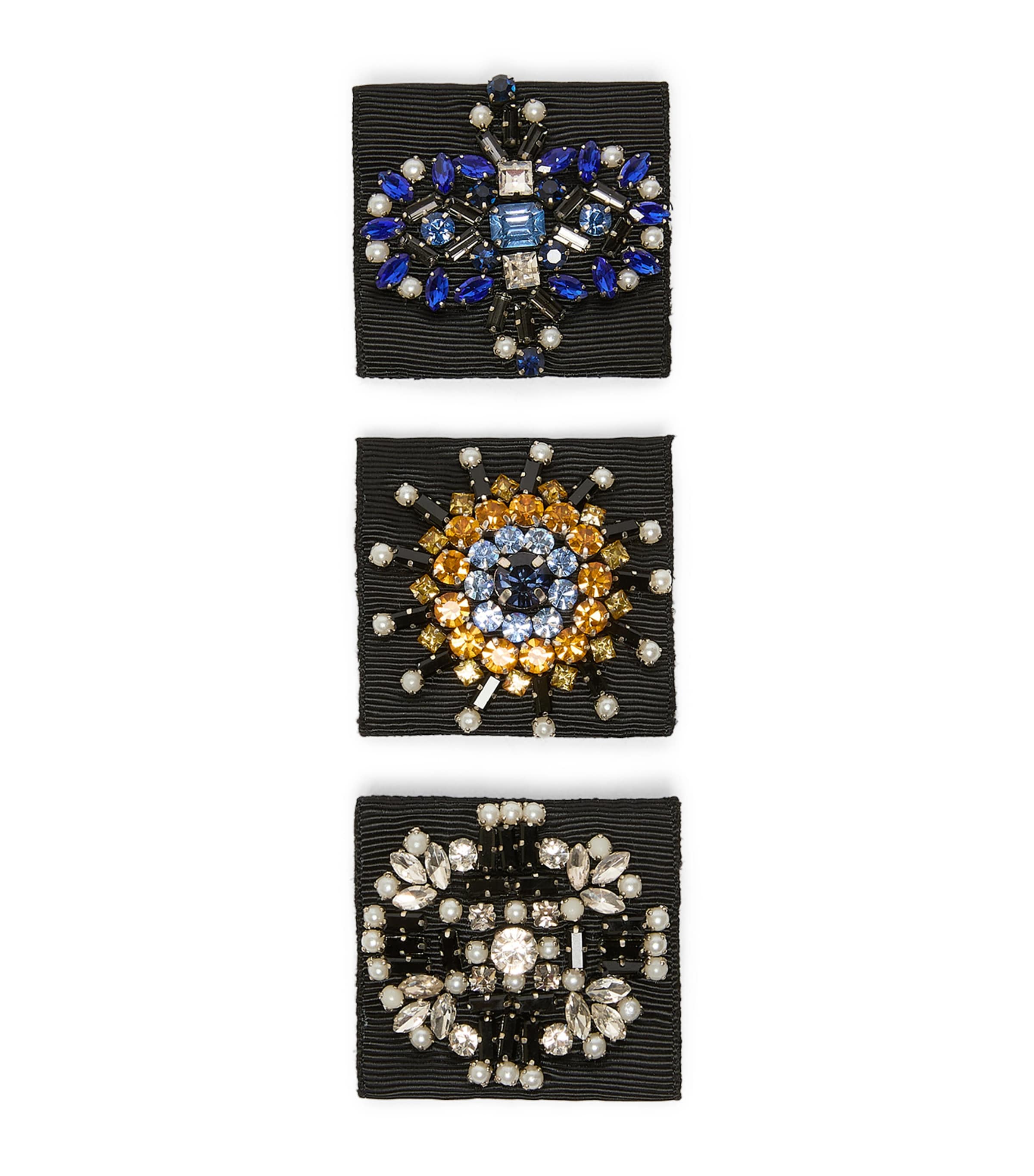 Marina Rinaldi Embellished Brooches (Set of 3) Black