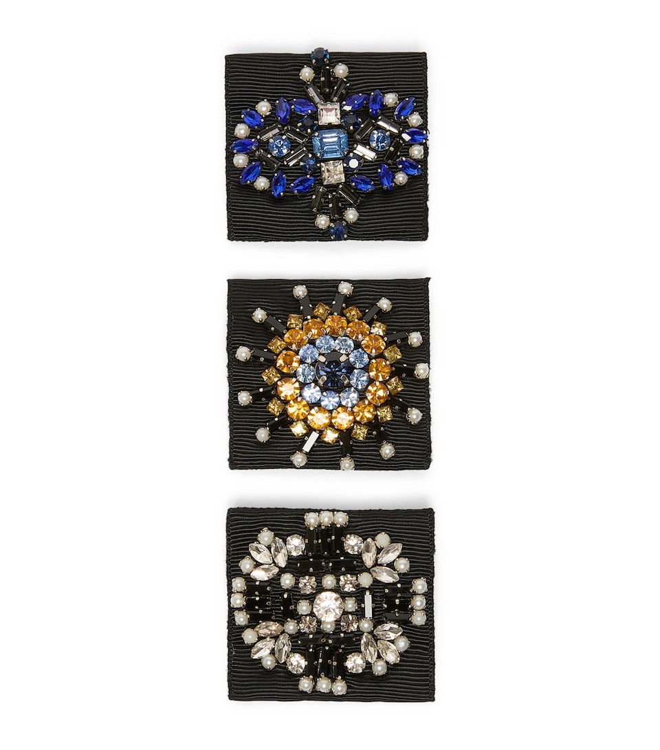 Marina Rinaldi Embellished Brooches (Set of 3) Black