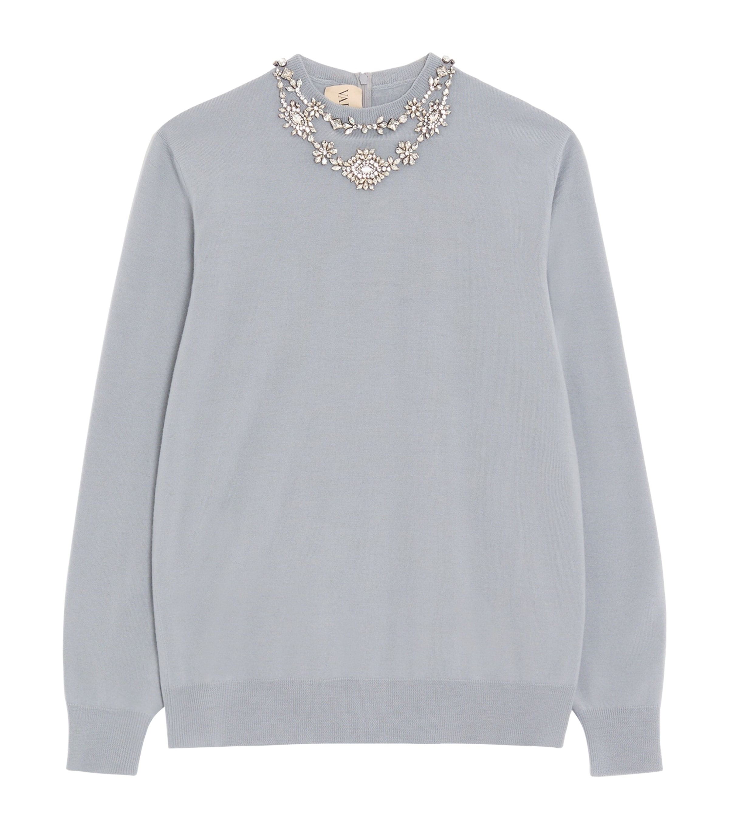 Valentino Womens Virgin Wool Embellished Sweater