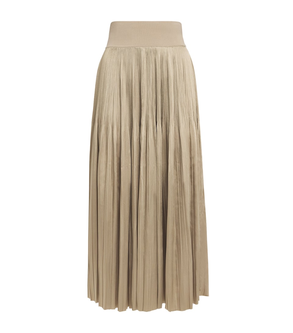 Satin Pleated Rabat Midi Skirt