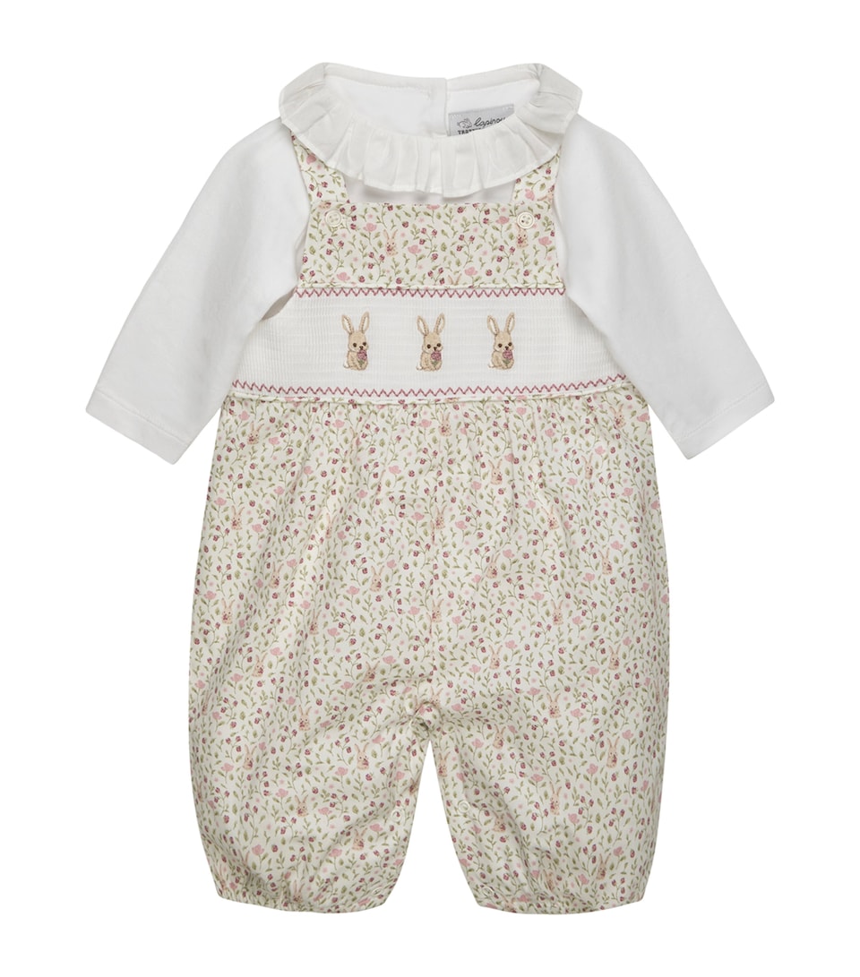 Trotters Cotton Bunny Dungarees and Top Set (Newborn-9 Months) Pale Pink