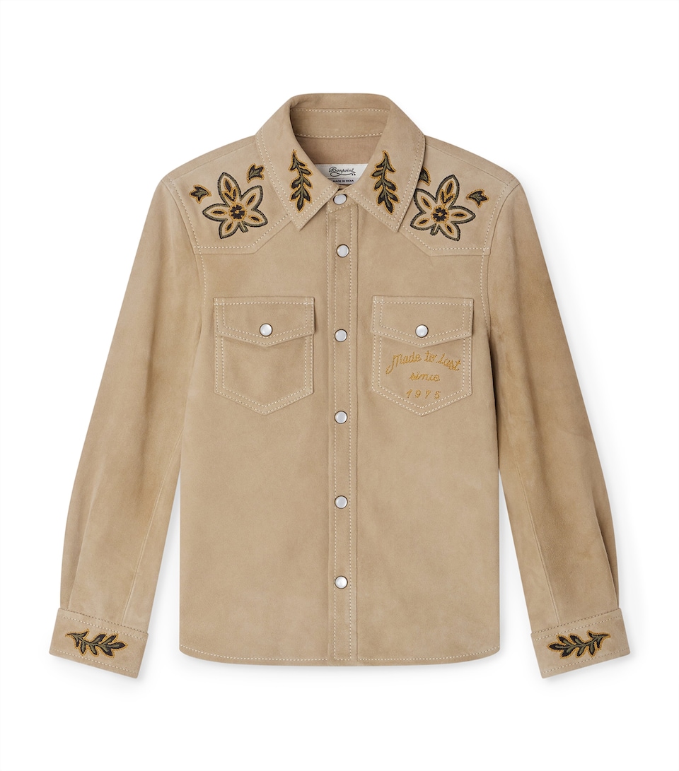 Suede Embroidered Newis Western Shirt (4-8 Years)