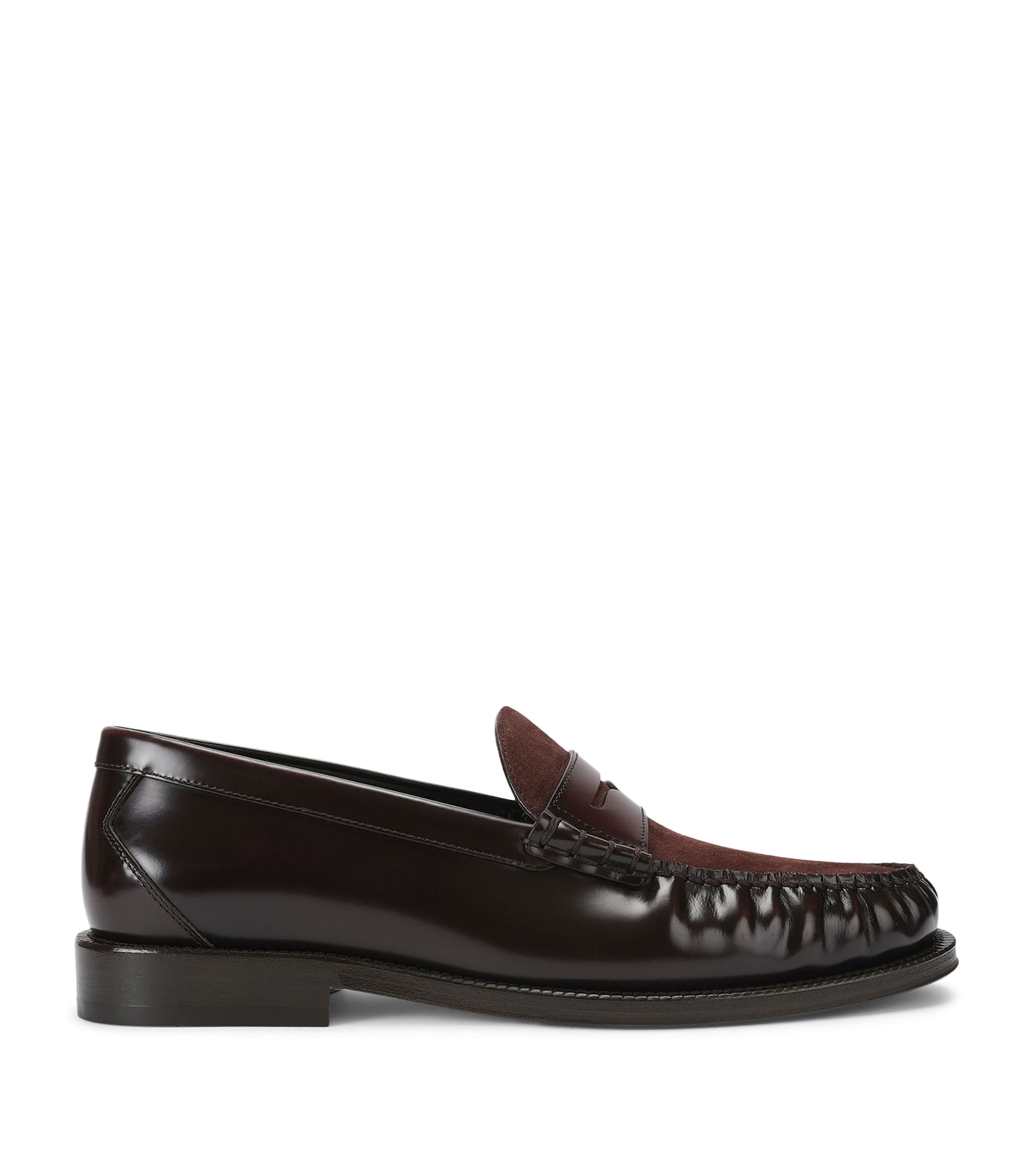 Brunello Cucinelli Patent Leather Penny Loafers Dark Brown