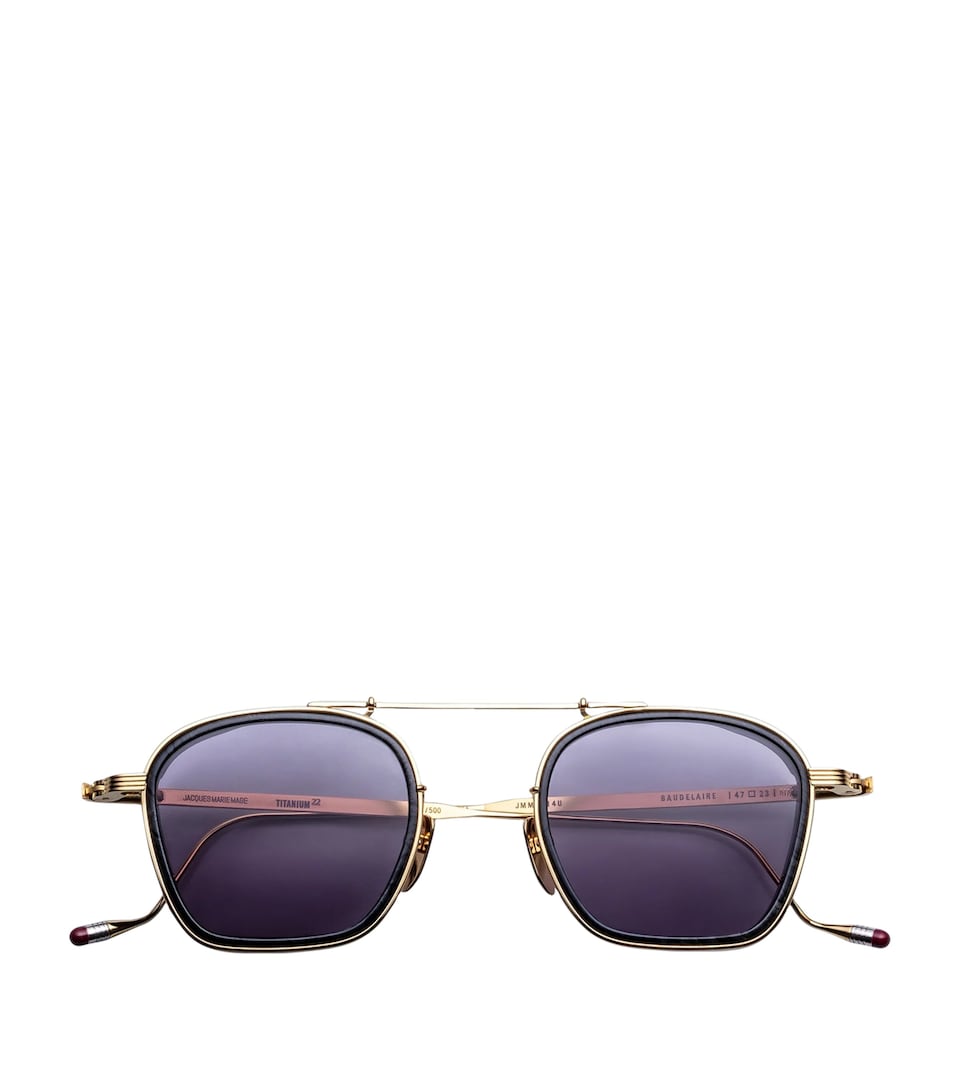 Jacques Marie Mage Titanium Baudelaire Round Sunglasses Ebony