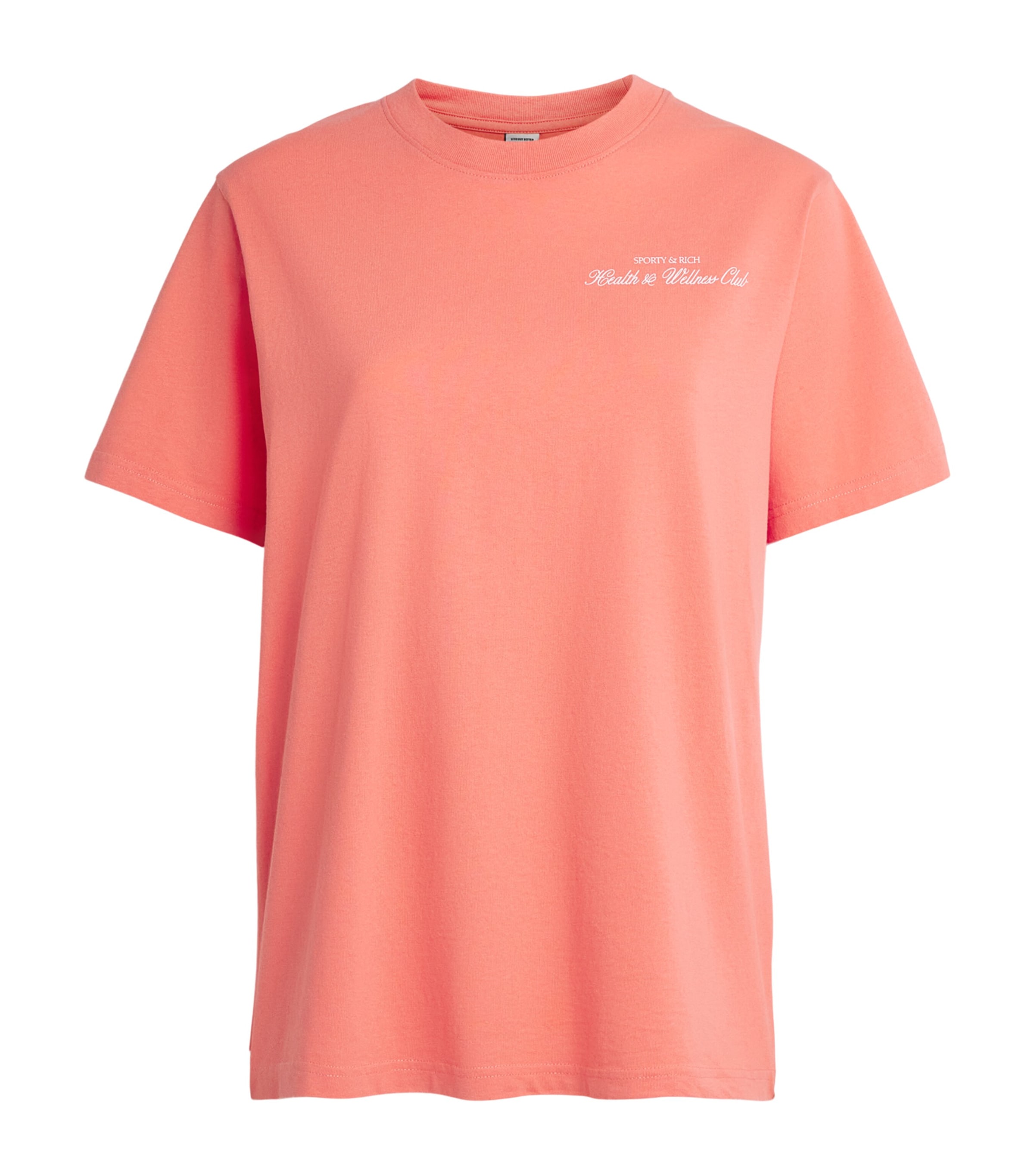 Sporty & Rich Womens Cotton Graphic T-Shirt Flamingo White