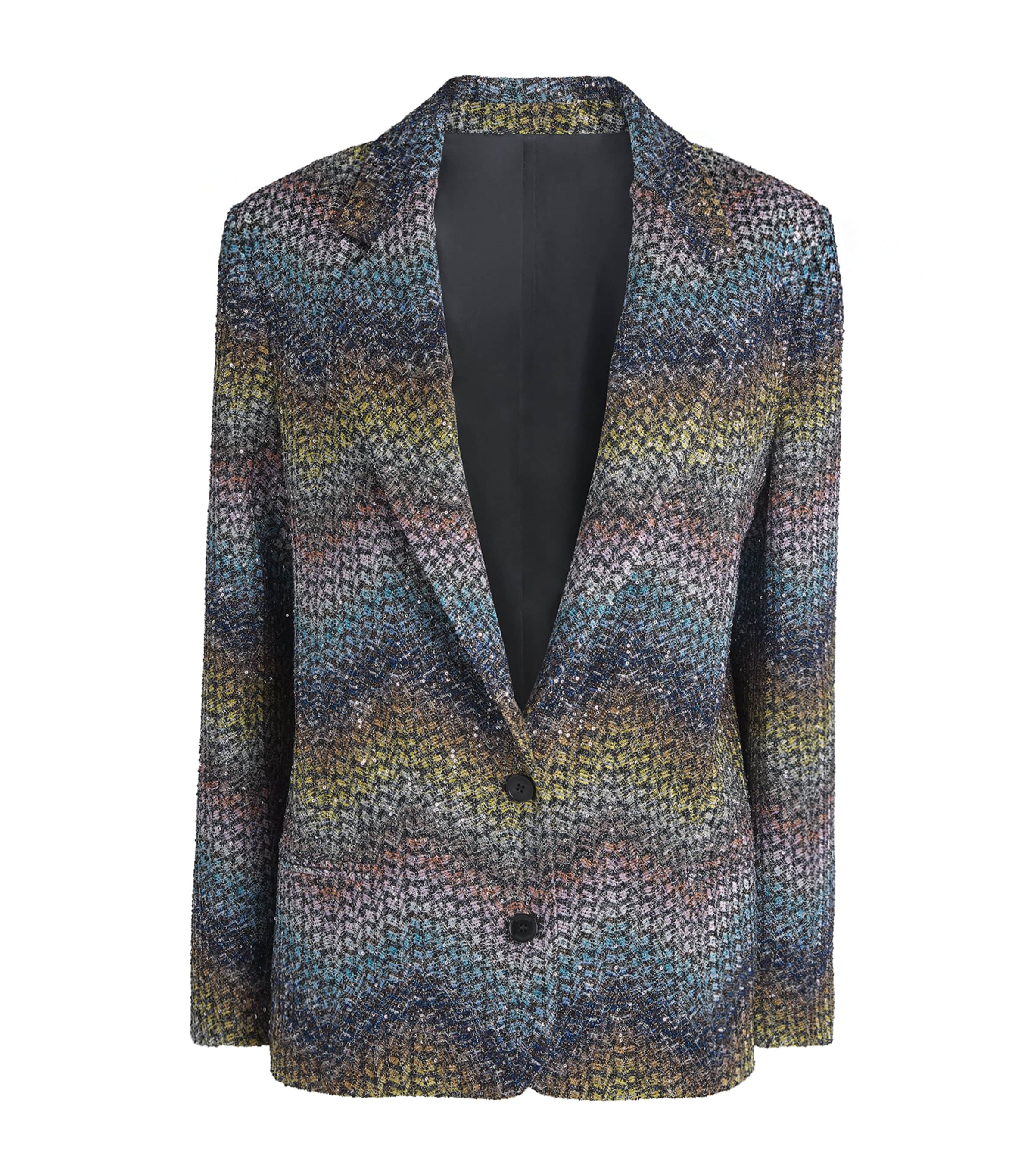 Missoni Womens Sequinned Zigzag Blazer Smsns Mlt Bl Ylw Vlt