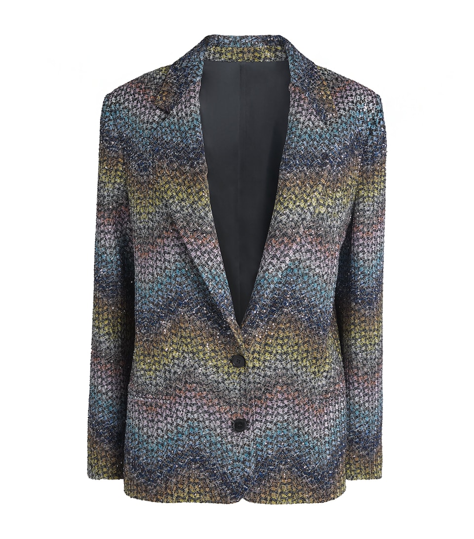 Missoni Womens Sequinned Zigzag Blazer Smsns Mlt Bl Ylw Vlt