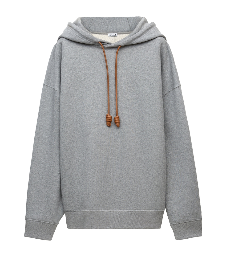 Cotton-Blend Leather-Anagram Hoodie
