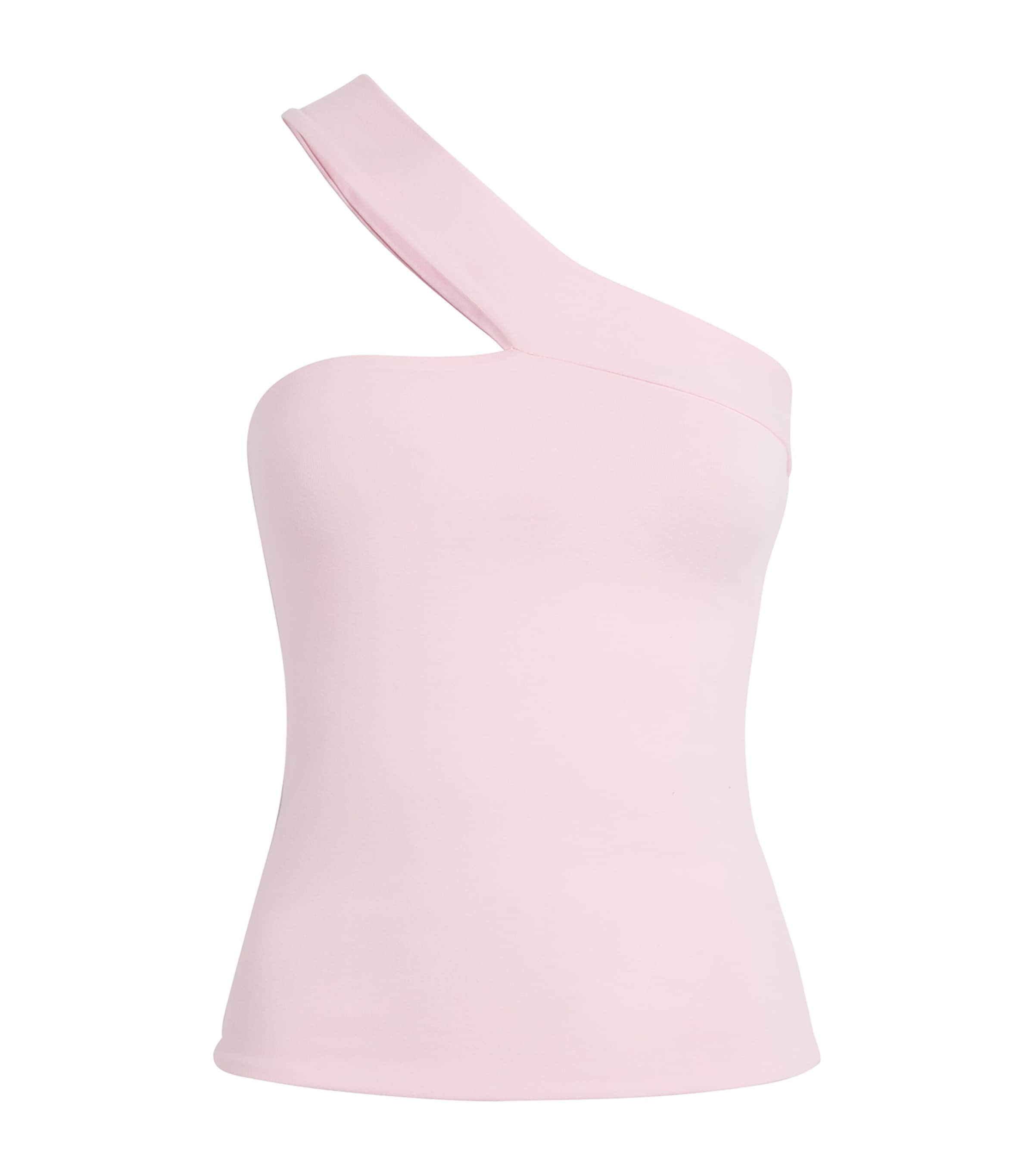 Skims Womens Stretch-Cotton Asymmetric Top Cherry Blossom