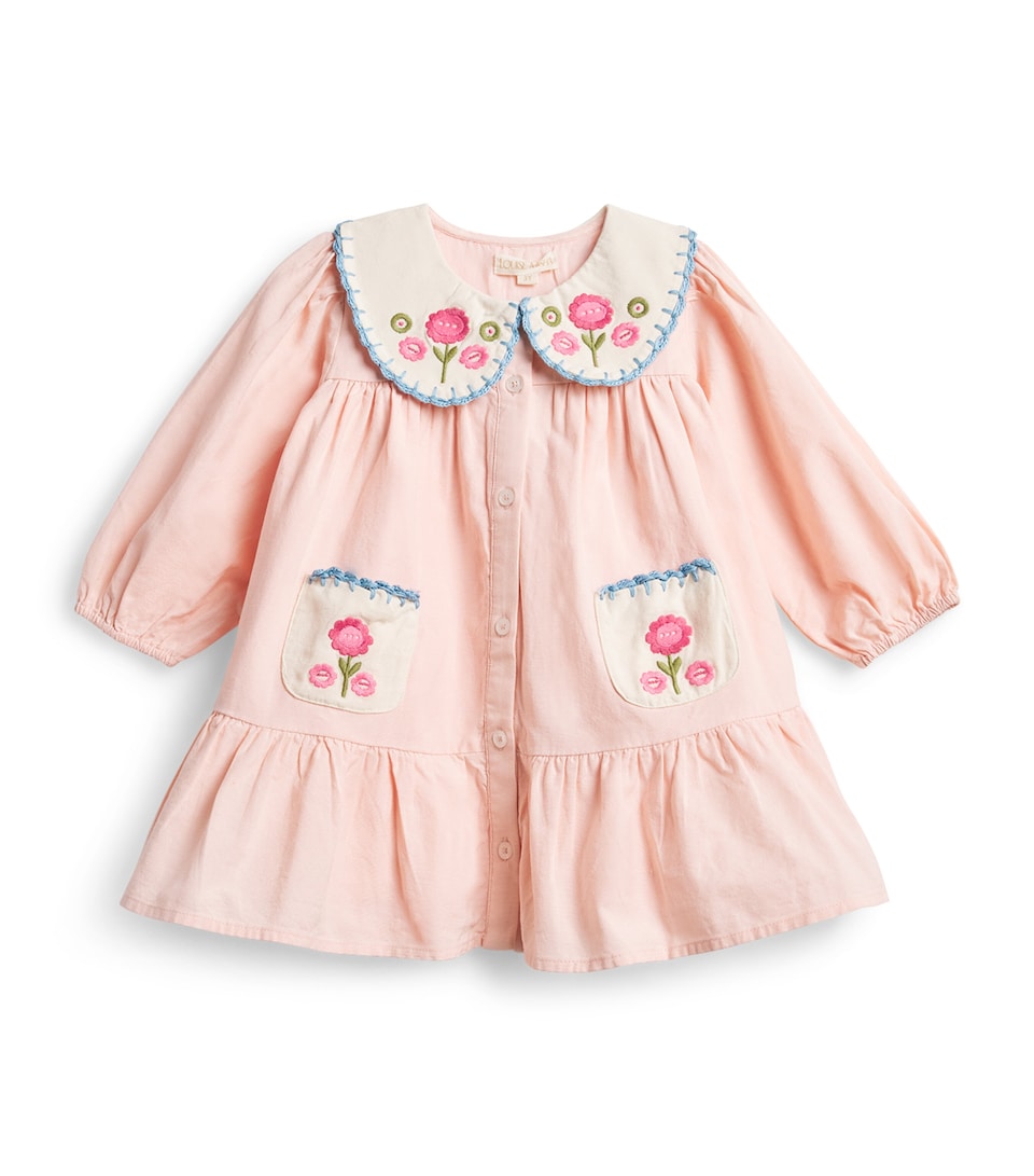 Louise Misha Cotton-Linen Embroidered Ysee Dress (3 Years) Blush