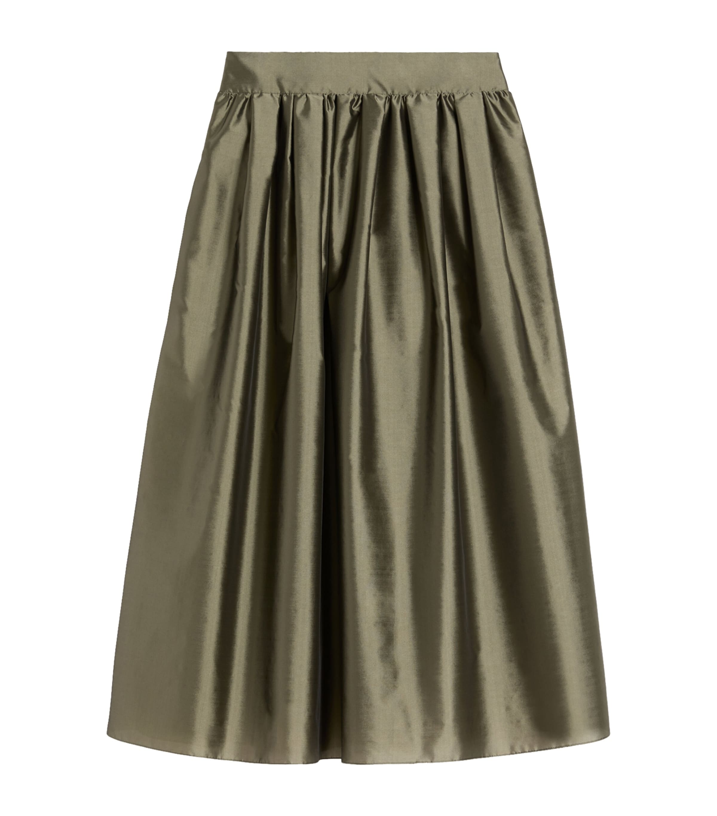 Max Mara Womens Organza Pleated Maxi Skirt Sage Green